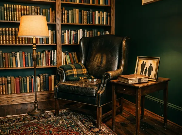 Family library with leather chair — estate planning