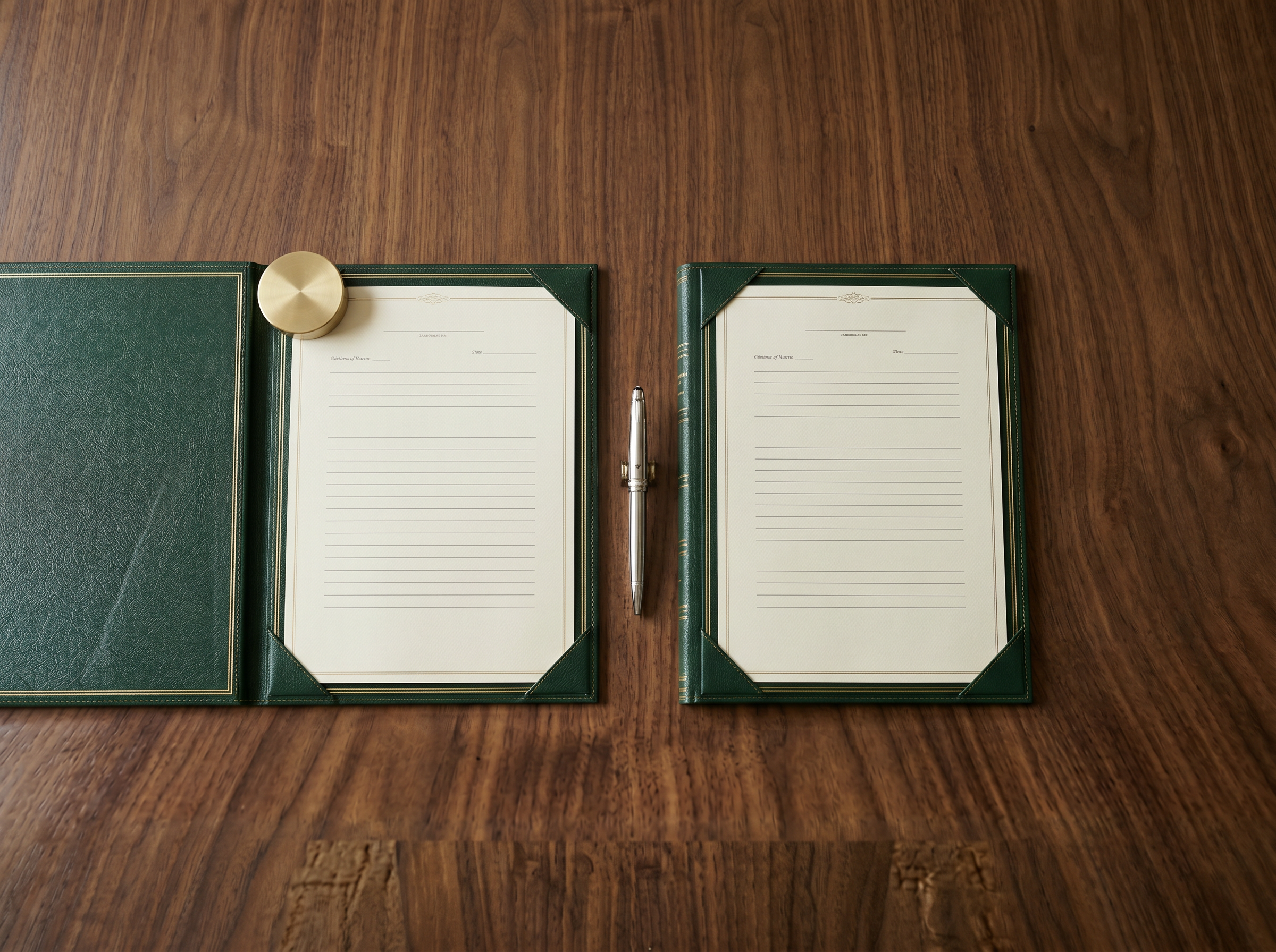 Contract documents awaiting signature — commercial transactions